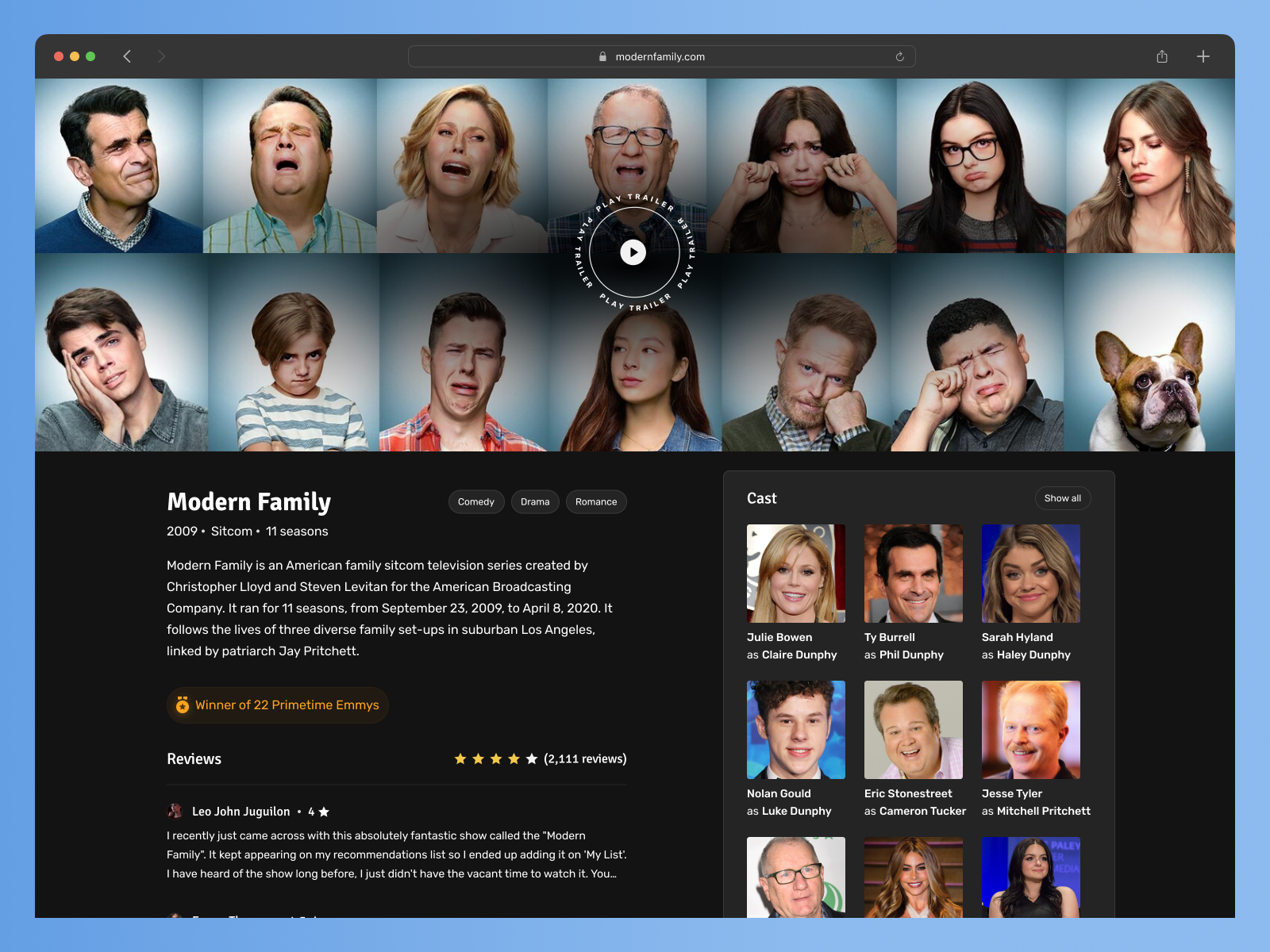 Show Cast Web Page by Shubham Bhatt on Dribbble