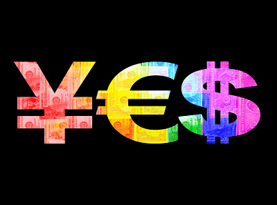 YES bills cash design dollar graphic design iconic illustration irony manipulated money photography yen €uro