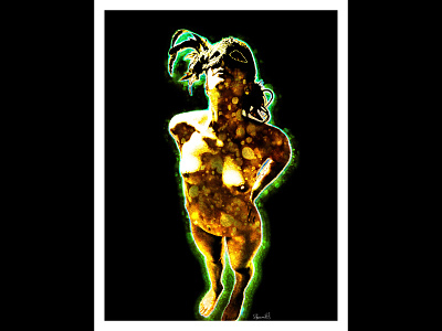 Lady with a mask - bubble gold (variations on a theme) design graphic design illustration lady nu nude photography retouche photo retouching sexy woman