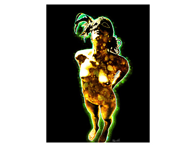 Lady with a mask - bubble gold (variations on a theme) design female nude graphic design illustration nude nudeart nudes photography retouche photo retouching sexy