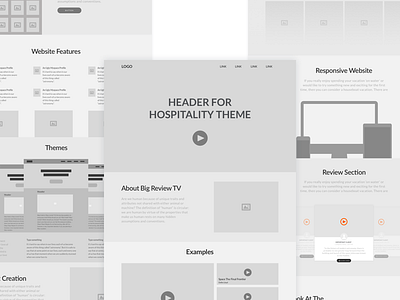 Big Review TV Theme Landing Page Wireframe