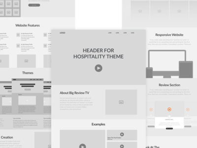 Big Review TV Theme Landing Page Wireframe grid landing page theme ux wireframe