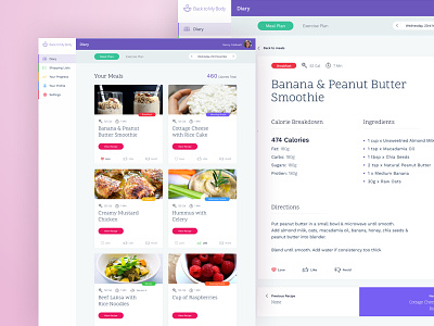 Back To My Body | Meal Recipe dashboard design fitness meal recipe ui ux web web app