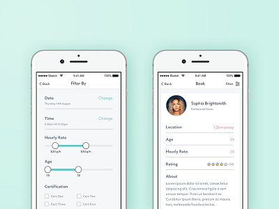 Poppinz | Filter and Sitter Profile app babysitter design filter ios mobile profile slider ui ux web