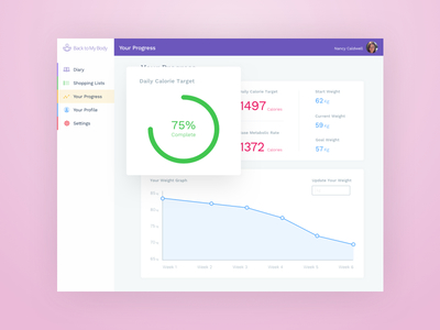 Back To My Body | Your Progress analytic dashboard data design graph grid interface ui ux