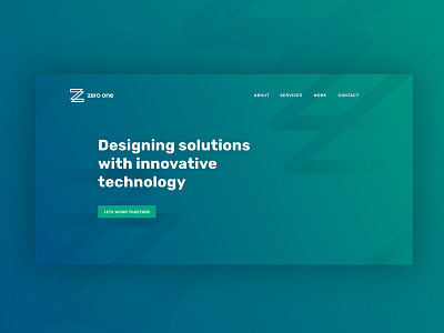 Zero One | Header button design gradient header interface landing page typography ui visual web