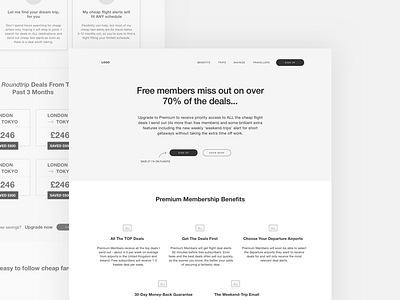 Jack's Flight Club | Upgrades Landing Page Wireframe