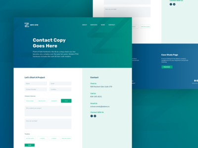 Zero One | Contact Page contact design form gradient interface portfolio software tech ui web