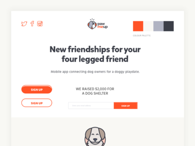 Pawmeup | UI Style Tile app button dog icon interface landing page style tile typography ui vector