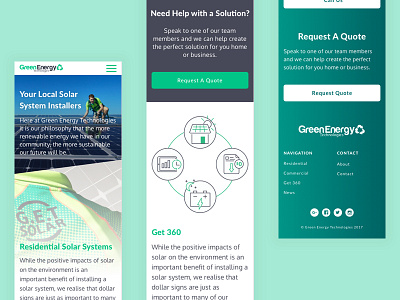 GET | Landing Page Mobile Skin design green interface landing page mobile repsonsive solar typography ui ux