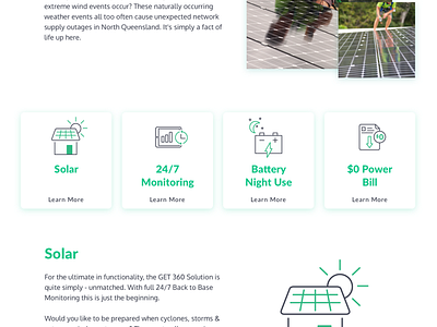 Solar Section UI Cards cards clean green illustration interface minimal solar typography ui