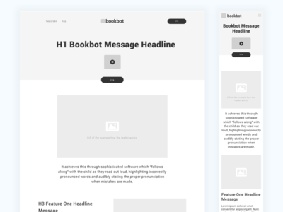 Bookbot | Landing Page Iteration 2 app experience landing page reader sign up. bot user ux wireframe