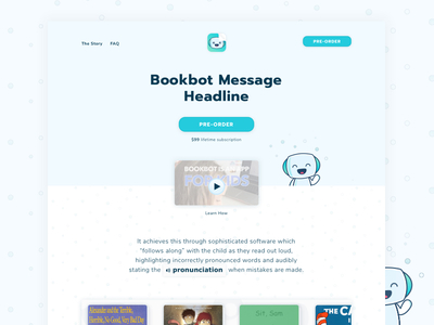 Bookbot | Landing Page Full Design bot cute design interface landing page sign up ui ux