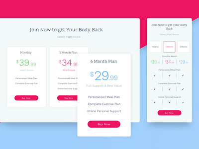 Back To My Body | Pricing Page Responsive