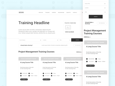 Project Management Consultancy | Training Page UX Wireframe