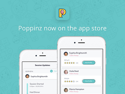 Poppinz App Store app babysitter design ios mobile product startup ui ux
