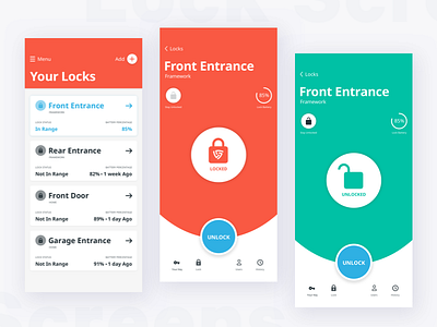 UI Direction Smart Lock App app button card control design interface ios lock mobile ui