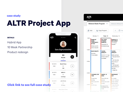 ALTR Project Hybrid App | Case Study android app app casestudy dashboard fitness gym ios ios app mobile mobile app product design ui ux web app