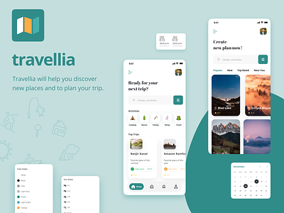 Travellia - Travel Destination Search UI Kit app booking booking app creative design designs illustrations ios travel travelapp ui ux