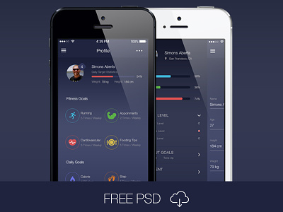 Free PSD: Fitness App Ui Kit