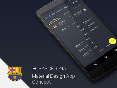 FCBarcelona Material Design App Concept android app football google design interface material design mobile ui soccer sports statisctic ui ux