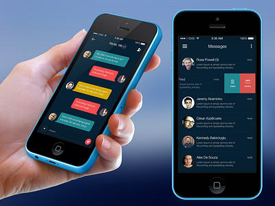 Chat iPhone App Design app chatting collaboration communication flat design friends iphone 5 messenger network social user experience user interface
