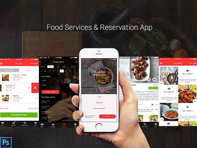 Food Services & Reservation App app black design food restaurant site sketch strada ui ux white wireframe