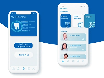 Concept of personalized app for MEDI clinic app dentist doctor medi medical patients ui ux