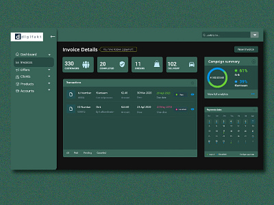 Dashboard dashboard design digital flat invoice minimal ui web webdesign website