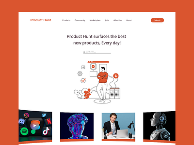 Product Hunt Redesign challenge flat illustration minimal orange product hunt redesign simple space
