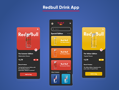 Redbull Drink App app design graphic design ui ux