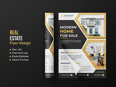 Abstract Real-estate Flyer Template Design. Property flyer.