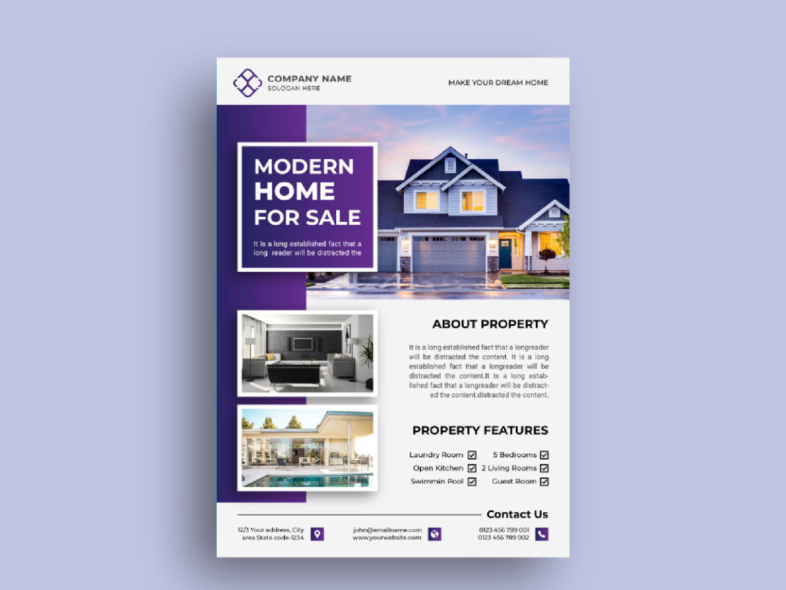 Modern Abstract Real Estate Flyer template design. by Asifur Within Home For Sale Flyer Template