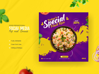 Food Promotional Social Media Post or Banner Design