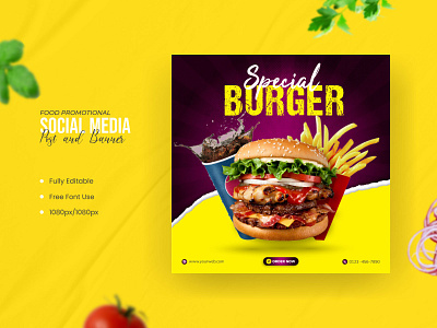 Food Promotional Social media post template design