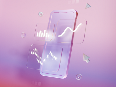 Finance 3d blender branding design finance illustration money nft phone pink render