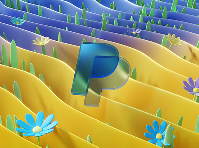 PayPal ♥ Ukraine 3d blender branding design finance flag flowers illustration logo paypal render ukraine war