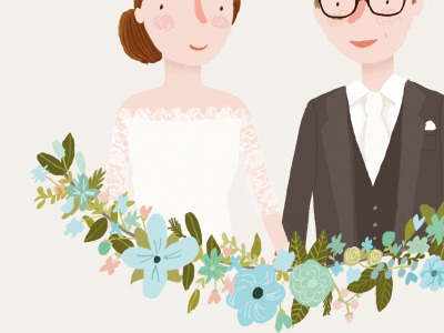Custom wedding illustration card wedding