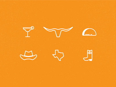 Texas Icons austin boot cowboy hat icons longhorn margarita orange taco texas texture