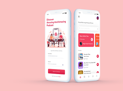 Podcast App UI app app design clean ui design flat icon illustration minimal mobile app mobile app design mobile ui podcast ui ux
