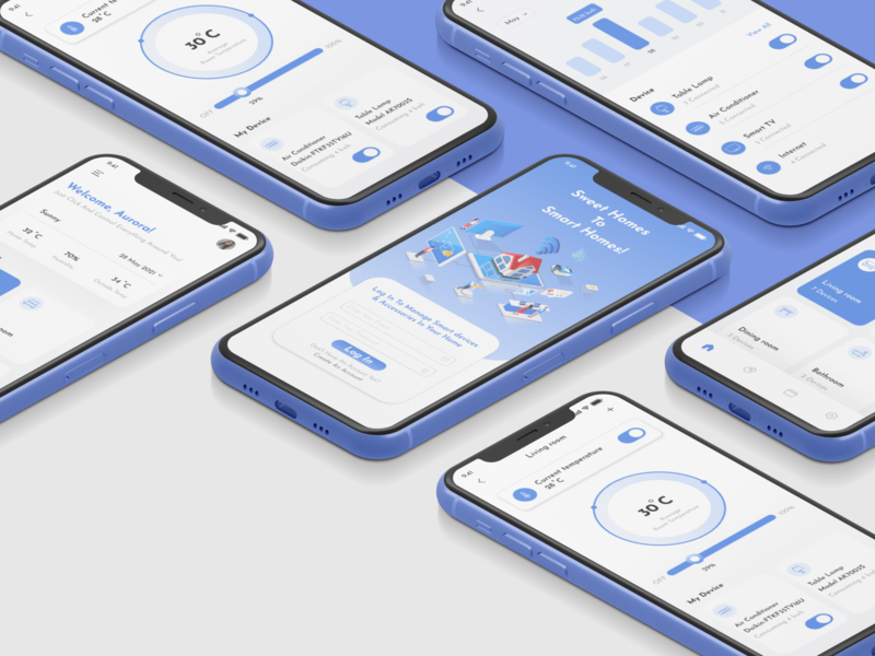 Smart Home App! app application blue clean ui design flat minimal smart home smarthome smarthouse ui ux web