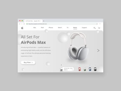 AirPods Max Landing Page app apple airpods airpodmax application branding clean ui design illustration logo ui ux vector