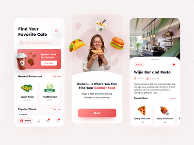 Food Delivery App cafe clean delivery app eat finder food food delivery food order iosapp minimal mobile pizza restaurant app simple ui ux