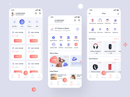 Telecom App UX / UI Design by Nurency Digital on Dribbble