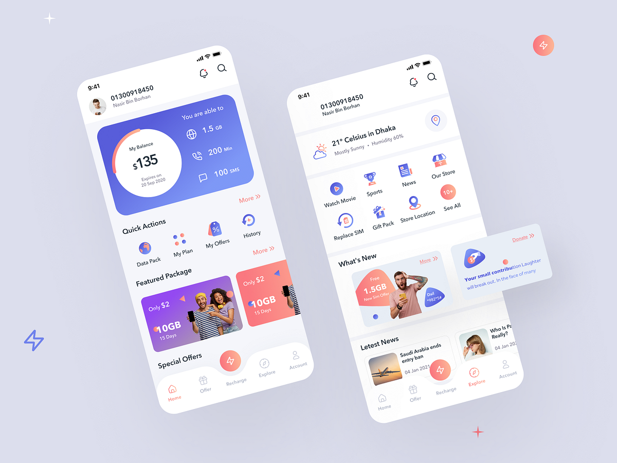 Telecom App UX UI Design by Nurency Digital on Dribbble