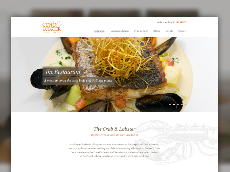 Seafood Restaurant Website crab food lobster photoshop restaurant seafood sussex ui website