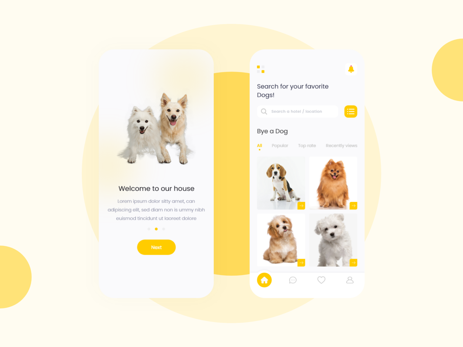 dog app ui by _m_amit_h_ on Dribbble