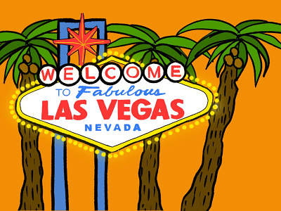 Vegas Post Card cartoon cartooning illustration mail marque nevada palmtree postcard postcard design postcards vegas