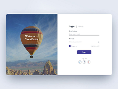 Login form | TravelGuide concept design login photoshop signup travel ui uidesign ux uxdesign web webdesign