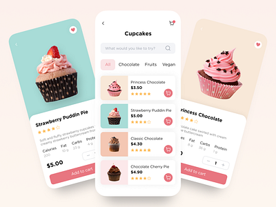 Sweets Store - App Design Concept cakes concept cupcake cupcakes design figma mobileapp onlinestore sweets ui uidesign ux uxdesign